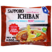 Sapporo Ichiban Noodles & Soup, Beef Flavored, Japanese Style, 3.5 Ounce