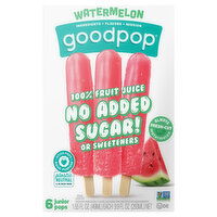 GoodPop Pops, Watermelon Agave, 100% Fruit Juice, 6 Each