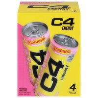 C4 Energy Drink, Performance, Zero Sugar, Starburst Strawberry, 4 Each