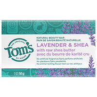 Tom's Natural Lavender & Shea Beauty Bar with Raw Shea Butter, 5 Ounce