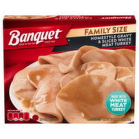 Banquet Family Size Homestyle Gravy and Sliced White Meat Turkey Frozen Meal, 26 Ounce