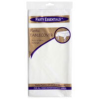 Party Essentials White Rectangle Plastic Tablecover, 1 Each