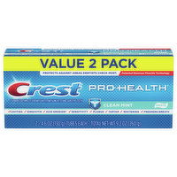 Crest Pro Health Toothpaste, Fluoride, Clean Mint, Value 2 Pack, 2 Each