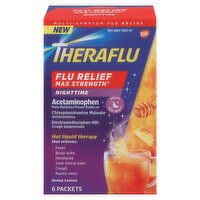 Theraflu Flu Relief, Multi-Symptom, Max Strength, Nighttime, Honey Lemon, 6 Each