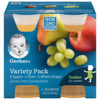 Gerber Juices from Concentrate, Apple/Pear/White Grape, Toddler (12+ Months), Variety Pack, 4 Each