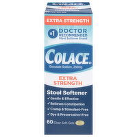 Colace Stool Softener, Extra Strength, 250 mg, Soft Gels, 60 Each