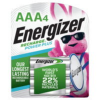 Energizer Recharge Batteries, Rechargeable, Power Plus, AAA, 4 Pack, 4 Each