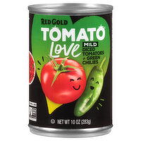 Red Gold Tomato Love Mild Diced Tomatoes + Green Chilies, 10 Ounce