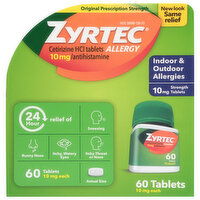 Zyrtec Allergy, Original Prescription Strength, 10 mg, Tablets, 60 Each