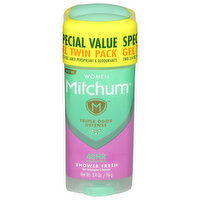 Mitchum Antiperspirant & Deodorant, Shower Fresh, Women, Gel, Twin Pack, 2 Each