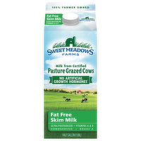 Sweet Meadows Farms Milk, Skim, Fat Free, 0.5 Gallon