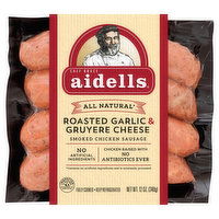 Aidells Smoked Chicken Sausage, Roasted Garlic & Gruyere Cheese, 12 oz. (4 Fully Cooked Links), 12 Ounce