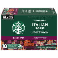 Starbucks Coffee, Ground, Dark Roast, Italian Roast, K-Cup Pods, 10 Each