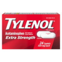 Tylenol Acetaminophen, Extra Strength, 500 mg, Caplets, 24 Each