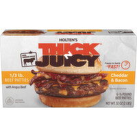 Holten Thick N Juicy Seasoned Beef Burger Patties, Bacon Cheddar, Frozen, 2 Pound