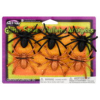 Fun World Glitter Spider, Black/Orange, 6 Each