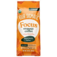 Four Sigmatic Coffee, Organic, Ground, Dark Roast, Regular Caf, Focus, 10 Ounce