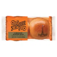 St. Pierre Brioche Burger Buns, Pre-Sliced, 4 Each