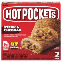 Hot Pockets Sandwiches, Crispy Buttery Crust, Steak & Cheddar, 2 Pack, 2 Each