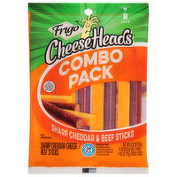 Frigo Cheese Heads Cheese & Beef Sticks, Sharp Cheddar, Combo Pack, 8 Each