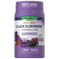 Nature's Truth Just 4 Kidz Black Elderberry,+ Vitamin C, Zinc, Gummies, Natural Berry Berry Flavor, 50 Each