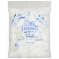 Wild Harvest Cotton Balls, Organic, Triple Size, 80 Each