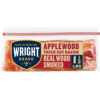 Wright Brand Applewood Real Wood Smoked Thick Cut Bacon, Stack Pack, 24 Ounce