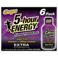 5-Hour Energy Extra Strength Grape 6 Pack Energy Shot, 6 Each