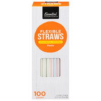 Essential Everyday Straws, Flexible, Colorful Stripes, Plastic, 100 Each