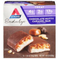 Atkins Endulge Caramel Bar, Chocolate Nutty, Treat, 12 Each