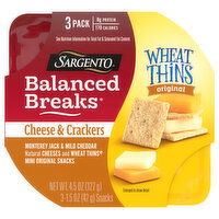 Sargento Balanced Breaks, Cheese & Crackers, Monterey Jack & Mild Cheddar/Wheat Thins Mini Original Snacks, 3 Pack, 3 Each