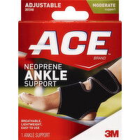 ACE Ankle Support, Neoprene, Adjustable, 1 Each