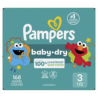 Pampers Baby Dry Pampers Baby Dry Diapers, Size 3, 16-28 lbs, 168 Count, Absorbent Disposable Diapers, 168 Each