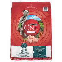 Purina One +Plus Food for Dogs, Puppy Formula, Large Breed, 16.5 Pound