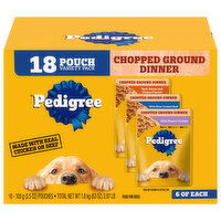 Pedigree Food for Dogs, Chopped Ground Dinner, Variety Pack, 18 Each