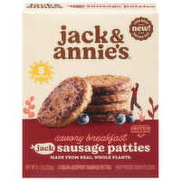 Jack & Annie's Jackfruit Sausage Patties, Vegan, Savory Breakfast, 5 Each