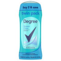 Degree Antiperspirant Deodorant, Shower Clean, Twin Pack, 2 Each