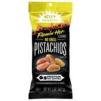 Nut Harvest Pistachios, Flamin' Hot Flavored, No Shell, 2 Ounce