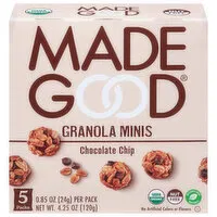 MadeGood Granola Minis, Chocolate Chip, 5 Pack, 5 Each