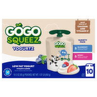 GoGo Squeez Yogurtz Low Fat Blueberry/Berry Yogurt Variety Pack, 10 Each