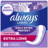 Always Xtra Protection Always Daily Extra Protect Liners, Extra Long Length, Scented Panty Liners, 60 CT, 60 Each