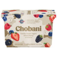 Chobani Yogurt, Greek, Lowfat, Mixed Berry on the Bottom, Vanilla, Value 4 Pack, 4 Each