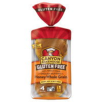 Canyon Bakehouse English Muffins, Gluten Free, Honey Whole Grain, 4 Each