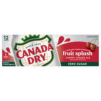 Canada Dry Cherry Ginger Ale, Fruit Splash, Zero Sugar, 12 Pack, 12 Each