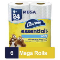 Charmin Essentials Soft Toilet Paper, Mega Rolls, 6 Each