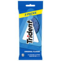 Trident Gum, Sugar Free, Original Flavor, 3 Packs, 3 Each