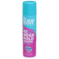 Rave Hair Spray, 4x Mega Hold, Unscented, 11 Ounce