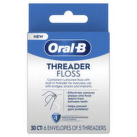 Oral-B Original Oral-B Pro-Health Threader Dental Floss for Bridges, Braces and Implants, 30 Threaders, 30 Each