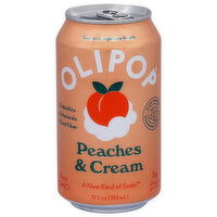 Olipop Soda, Peaches & Cream, 12 Fluid ounce