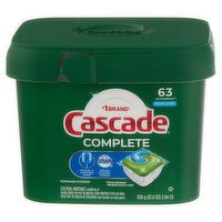 Cascade Complete Dishwasher Detergent, Fresh Scent, ActionPacs, 63 Each